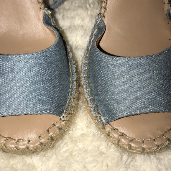 SUPER CUTE DENIM ANKLE WRAP WEDGES - Picture 5 of 8